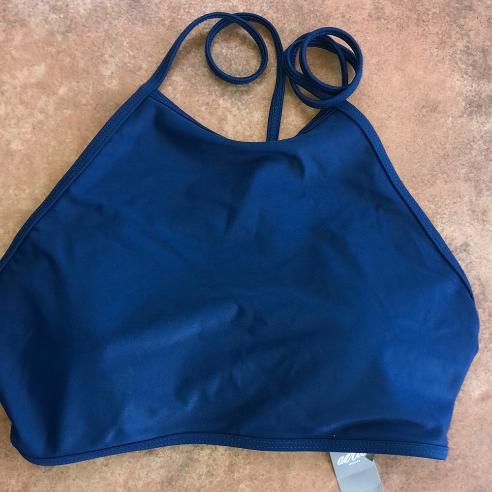 Aerie High Neck Blue Bikini Top